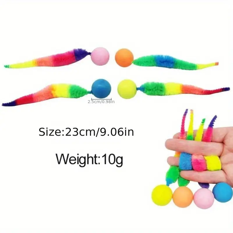 4-Piece Cat Interactive Toy, Colorful Bouncy Ball Pet Educational Cat Toy