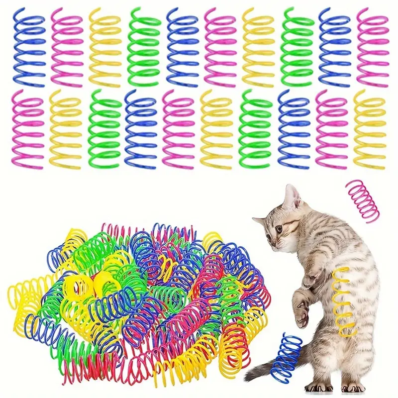 20-pack of cat spring toys, colorful plastic interactive toys