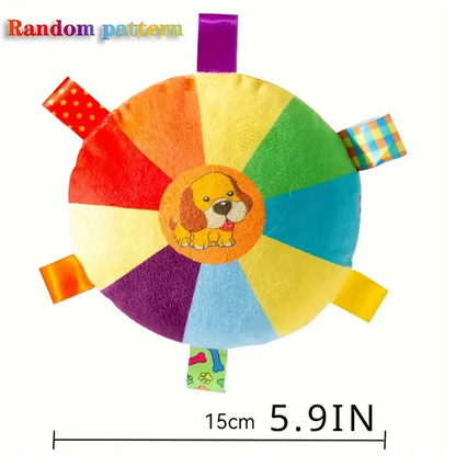 A plush, squeaky dog toy - cartoon design, no batteries required, interactive squeaky toy.