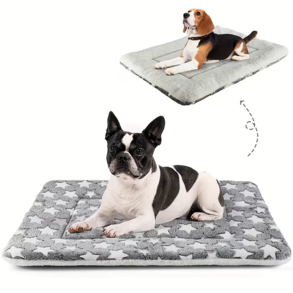 Dog crate mattress, super soft pet bed, cute star pattern, washable.