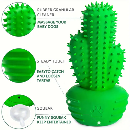 Durable rubber cactus-shaped dog chew toy, suitable for all dog breeds.