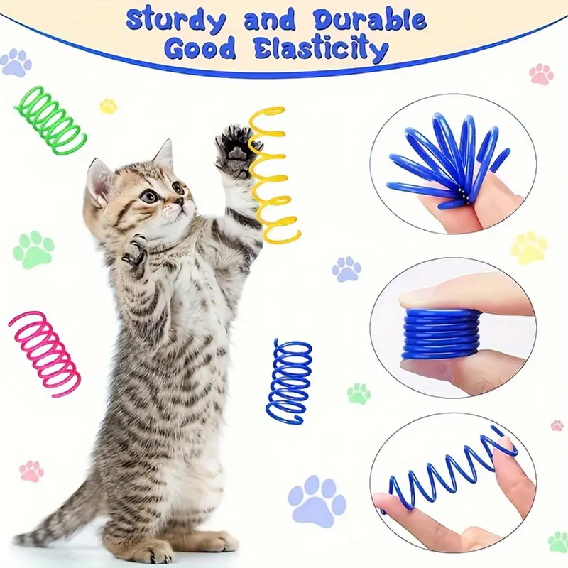 20-pack of cat spring toys, colorful plastic interactive toys